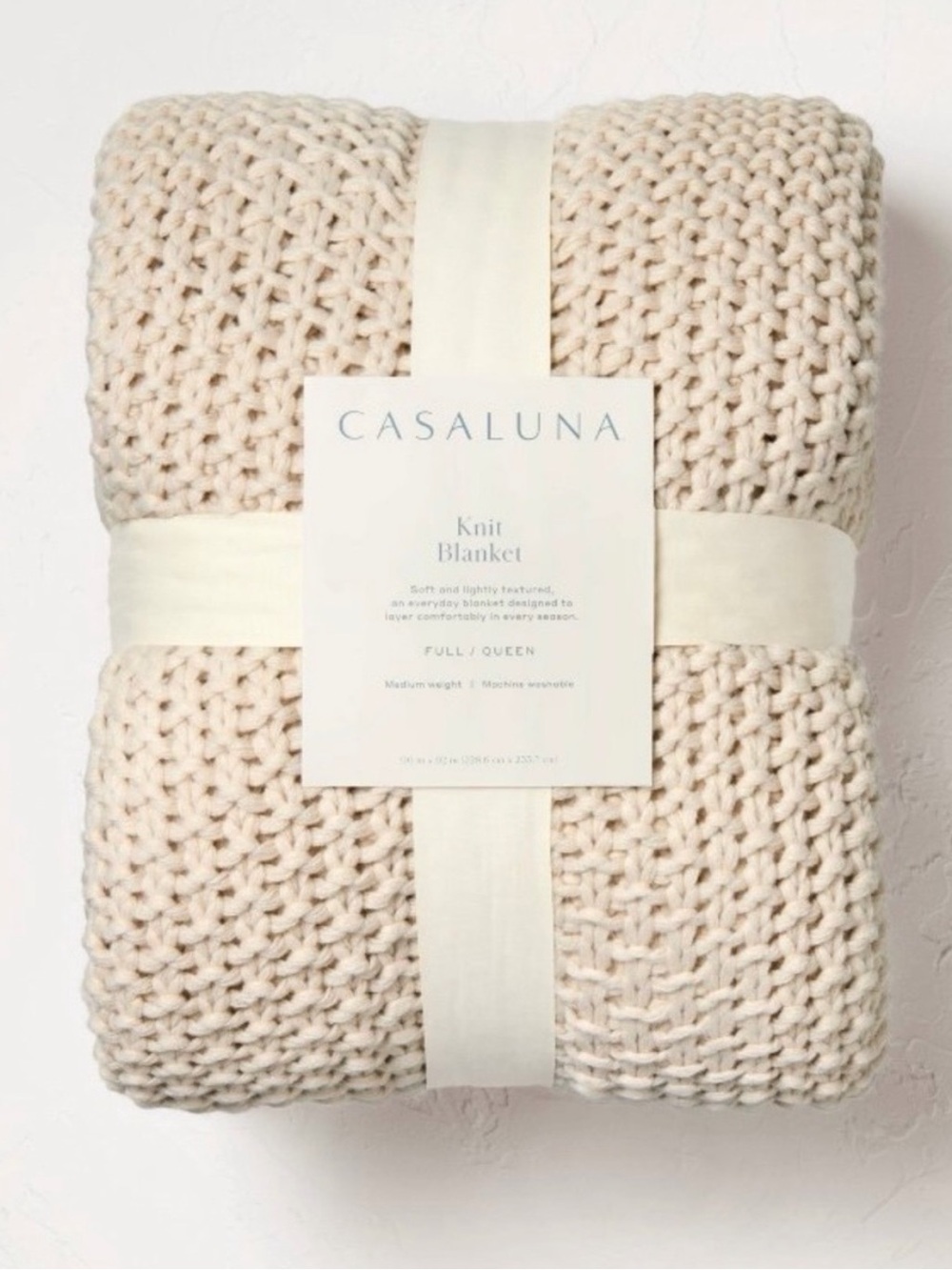 Full/Queen Chunky Knit Bed Blanket Natural - Casaluna™ - Picture 5 of 5